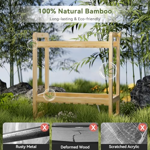 AmazerBath Bamboo Over The Toilet Storage Shelf - 2-Tier Bathroom Organizers and Storage Shelves, 2 in 1 Dual Stable Above Over Toilet Bamboo Shelf Home Storages Rack for Small Bathroom, Space Saver - Image 3