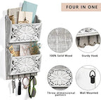 2-Slot Mail Organizer Wall Mount with 4 Hooks - Image 2