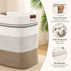 Laundry Hamper, 85L Tall Laundry Basket with Leather Handles, Rectangle Large Clothes Hamper for Organizing, Cotton Woven Laundry Baskets Storage Hampers for Bedroom, Nursery, Living Room - Image 6
