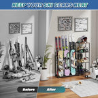 Freestanding Snowboard Rack - 4 Pair Ski, 3 Pack Snowboard, Boot, Pole, Goggles, Helmet Rack for Garage, Shed, Basement - Image 4