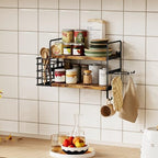 3-in-1 Wall Mounted Hair Dryer Holder with 2 Tier Shelves & Detachable Basket, Space Saving Organizer for Bathroom, Kitchen, Bedroom, Rust-Resistant, Easy Install (Rustic Brown) - Image 3