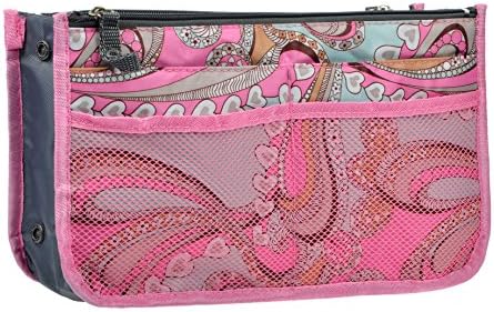 Vercord Purse Organizer Insert for Handbags Bag Organizers Inside Tote Pocketbook Women Nurse Nylon 13 Pockets Pink Flowers Medium by Vercord