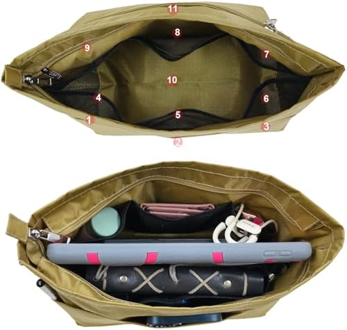 Handbag Tote Purse Organizer Insert, Small, Khaki Green - Image 3