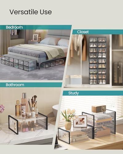 SONGMICS Stackable Shoe Boxes, Foldable, Ventilated Clear, Set of 18 - Image 6