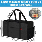 LHZK 2 Pack Extra Large Utility Tote Bag with Metal Wire Frame and the Sides Rinforced, Extra Large Tote Bag with Handle for Pool Beach Laundry Storage (Black) - Image 4