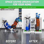GoSports Premium Wooden Golf Bag Organizer and Storage Rack - Black, White or Brown Finish - Holds 2 Golf Bags - Image 2