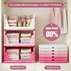 Pink Girl Closet Organizers and Storage Stackable Plastic Drawer Basket for Clothing Stackable Storage Bins Shelf Storage Container for RV Closet Wardrobe Bedroom Bathroom Playroom 6 Pack - Image 4