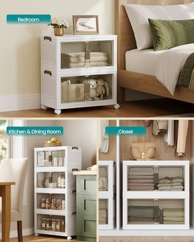 SONGMICS 58QT stackable storage bins with 1 Lid, 4-Tier Foldable Bins - Image 7