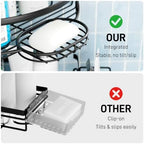 Corner Tension Pole Shower Caddy, 4 Tier Rustproof Shower Tension Rod Organizer with Soap Holder & Hooks, Adjustable 33-125 Inch Bathroom Shelf for Renters - Family Stand Storage Rack, Black - Image 2