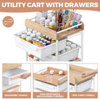 SYKIARIOL Rolling Craft Storage Cart with 4 Drawers,Kids Art Cart,Pearl - Image 3