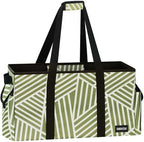 Standing Extra Large Utility Tote Bag with Hard Bottom & Hard Sides, Heavy Duty Reusable Grocery Bags with Handles & 3 Pockets for Shopping, Picnics, Camping, Laundry, Car, Beach Tote Bag by DSDCDJ