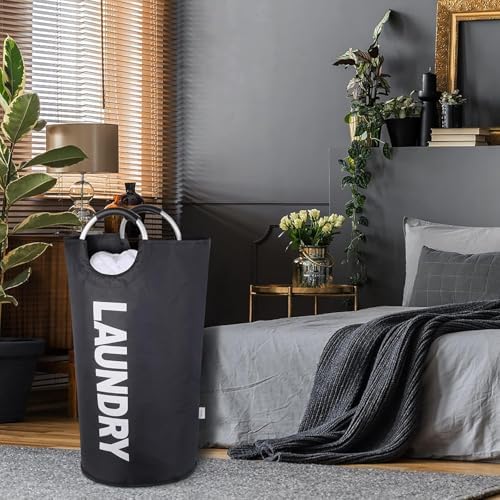 2-Pack Large Laundry Basket, Laundry Hamper Bag with Handles, 115L, Black - Image 2