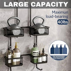 Aluminum Shower Caddy Hanging for Handheld Showerheads, Never Rust Shower Organizer with Hooks Holder Toothbrush Holder，Over Showerhead Caddy for Bathroom, Black - Image 6