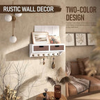 Rebee Vision Key Holder Wall Mount for Home Decor, White & Retro Brown - Image 2