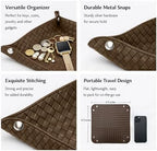 UnionBasic Small Valet Tray, Jewelry Tray for Rings Watches Earrings, Entryway Catchall Caddy for Coins Keys Change, Nightstand Bedside Valet Holder, Trays for Electronic Gadgets, Woven Coffee - Image 2