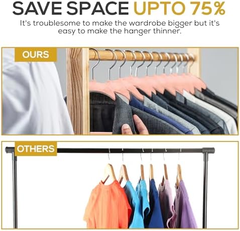 Techzoo 50 Pack New Premium Quality Velvet Hangers Ultra Thin Non Slip Adult Felt Space Saving Hangers for Closet Heavy Duty Coat Pants Jackets Dress Hangers 360° Swivel Hook Hold Upto 10lbs Rose Gold - Image 6