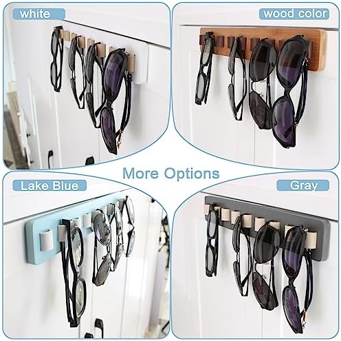Sunglasses Organizer Wall Mounted Wood Sunglass Holder for Home Glasses Holder/Sunglasses Rack,Home Decor (Gray-1pcs-long) - Image 2