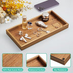 ALELION 13" Bathroom Vanity Tray for Counter - Acacia Wood Decorative Tray for Toilet Tank Makeup Perfume Jewelry Catchall Coffee Table - Wooden Kitchen Countertop Organizer for Soap Dispenser - Image 4