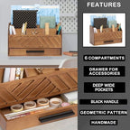 dreampossible Brown Wood Desk Organizer and Accessories with Drawer, Bill Mail Organizer and File Mail Holder for Office Supplies, Modern Desk Accessories & Workspace Organizers for Desk Organization - Image 6