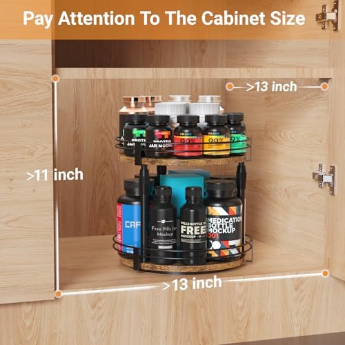 Across-Star Lazy-Susan-Organizer-Spice-Rack, Rotating Spice Organizer For Cabinet Pantry, Seasoning Holder Spice Shelf With Adjustable Height, Kitchen Counter Shelf Countertop Organizer - Image 6