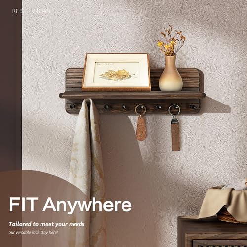 Rebee Vision Key Holder Wall Mount for Home Office Rustic Wall Decor, Brown - Image 5