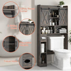 Vabches Over The Toilet Storage Cabinet with Sliding Doors, Dark Grey - Image 3