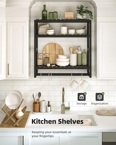 Galood Over The Toilet Storage Bathroom Shelves Wall Mounted 3 Tier Black - Image 6