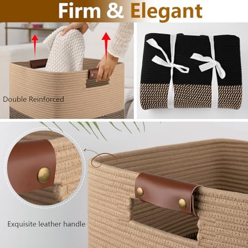 Laundry Hamper 96L Extra Large Laundry Basket, Woven Blanket Basket - Image 3