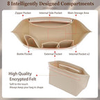 Doxo Purse Organizer Insert for Longchamp Le Pliage Tote, Large Bag Organizer with YKK Zipper Pocket & Cup Holder, Handbag Shaper for Women, Fits Original/Green/Energy L Tote, Beige-WL - Image 4