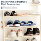 Whitmor 36 Pair Over the Door Shoe Rack,12 Tier Hanging Shoe Organizer with Metal Frame & Mesh Shelves, Heavy Duty Shoe Storage Holder for Door, No Drill Installation, 74" H x 21.7" W x 7.5" D, Beige - Image 5