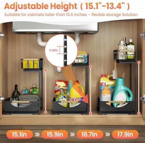 Under Sink Organizer and Storage for Bathroom and Kitchen - 2 Pack 2 Tier - Image 5