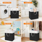 TasticTotes Laundry Basket 3-Pack, Laundry Hamper, 125L-Black - Image 5