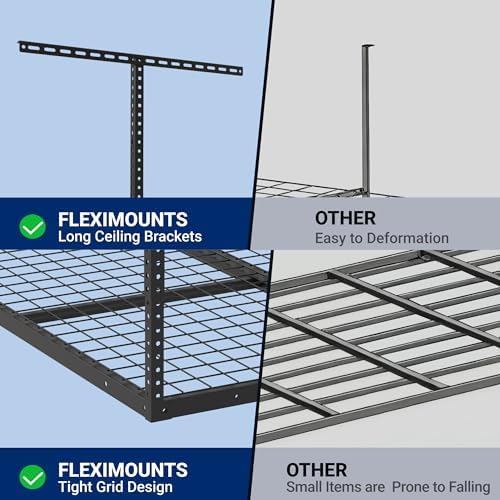 FLEXIMOUNTS 4x4 Overhead Garage Ceiling Storage Rack Organization, Black - Image 3