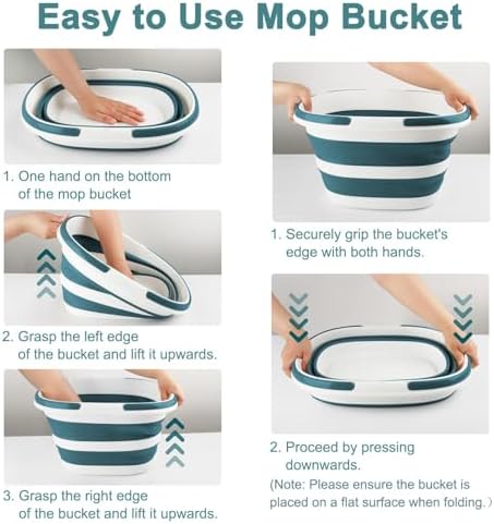 Collapsible Bucket for Cleaning, 4.2 Gallons Mop Bucket with Handle for Floor Window Car Washing, Silicone Ice Buckets for Parties Camping Fishing Beach, RV Laundry Storage Household Cleaning Supplies - Image 3