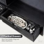 Key Holder for Wall, Key and Mail Holder for Wall with Storage Drawer, Entryway Rustic Home Decor, 3 Liquid Chalks & Chalkboard, 15.98”W x 9.1”H x 3.3”D, Black - Image 2