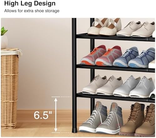 STO STO Long Expandable Shoe Rack 4-Tier, Adjustable Length 33.7”–47.5” Shoe Organizer, Metal Shoes Storage Shelf, Holds Up to 30 Pairs, Non-Slip Feet, for Closet, Entryway, Hallway, Front Door, Black - Image 6