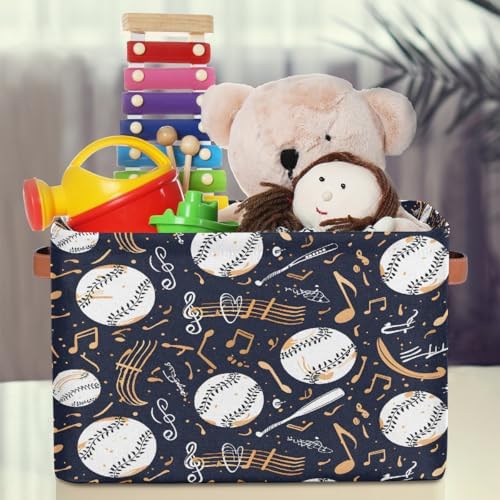 Musical Notes Storage Basket Toy Storage Bins Collapsible Cube Organizer - Image 3