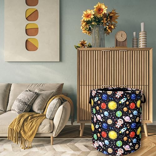Funny Astronaut Laundry Basket Oxford Cloth Foldable Hamper 18.9x16.5In - Image 7