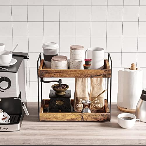 2-Tier Wood Bathroom Counter Organizer, Kitchen Spice Rack - Image 5