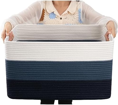 OIAHOMY Blanket Basket Laundry Basket Dog Toy Basket 75L Gradient Blue by MasterofSpaceOptimization