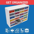 Akro-Mils 24-Drawer Plastic Storage Cabinet, 20" W x 6" D x 16" H, White - Image 4