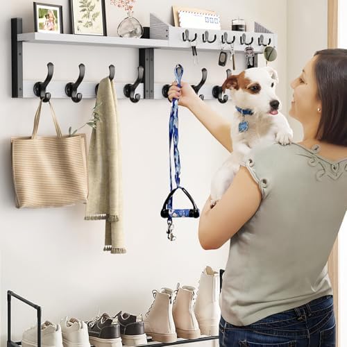 Evermagin 35" Coat Rack Wall Mount with Shelf for Entryway, White - Image 4