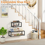 IBUYKE 2 Pack Wall Mounted Shoe Rack, 2-Tier 16"-29" Expandable Hanging Shoe Organizer for 12-16 Pairs, Space Saving Metal Wall Shoe Storage for Entryway Closet, Black TXJ001B-2 - Image 5