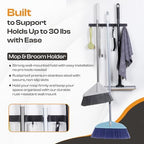 Stainless Steel Broom Holder Wall Mount, 3 Racks & 4 Hooks - Image 3