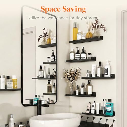 Lifewit Acrylic Floating Shelves for Bathroom 14" Black, 4 Pack - Image 6