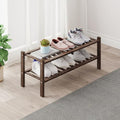 Bamboo Shoe Rack Organizer for Closet and Entryway - Space-Saving Narrow Shoe Stand - Versatile Shoe Holder for Door or Closet Shelf,Garage Bedroom can Freely Stack DIY Small Shoe Racks 2Tier Brown by ZHUTIANXIA