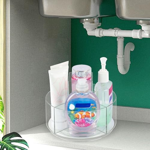 360° Rotating Makeup Organizer Clear Lazy Susan Organizer for Vanity, Cosmetic Display Cases for Bathroom Countertop, Makeup Storage Organizer, Desktop Dresser Sundries Storage Boxes - Image 7