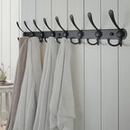 Dseap Coat Rack Wall Mount - 29.5” Long 8-Tri-Hooks Heavy Duty Coat Hanger Rail Wall Hooks for Hanging Coats Hats Clothing Clothes Purse Mudroom Entryway, Black - Image 3