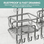 SRIWATANA Shower Caddy Hanging, Shower Organizer with Razor Hooks, Chrome - Image 3