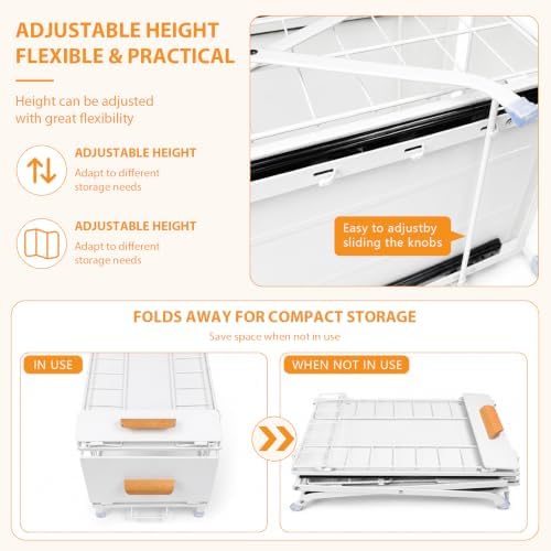 Pull Out Under Sink Organizer with Sliding Shelves, Adjustable Height (12.6–15.4"), 2 Tier Under Cabinet Storage Rack, Foldable Kitchen Sink Organizer for Bathroom and Kitchen Storage, White - Image 5